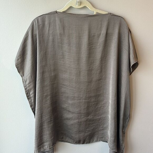 tutu & lili blouse tunic grey brown one size short sleeve polyester - Picture 6 of 7